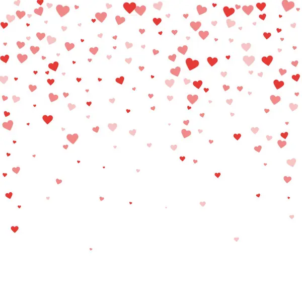 Heart Confetti Valentine Overlay Red Hearts Scattered White Background Joyfull — Stock Vector