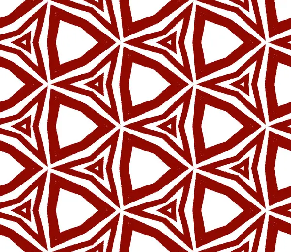 Exotic Seamless Pattern Maroon Symmetrical Kaleidoscope Background Textile Ready Authentic — Stock Photo, Image