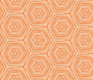 Tekrar eden mayo tasarımı. Turuncu simetrik kaleydoskop arka planı. Tekstil hazır modern baskı, mayo kumaş, duvar kağıdı, ambalaj. Yaz şapkası süsleme deseni.