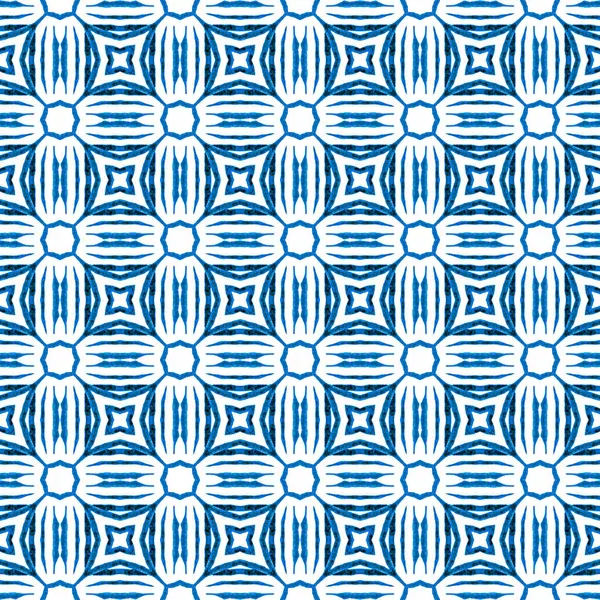 Egzotikus Zökkenőmentes Minta Kék Pozitív Boho Divatos Nyári Design Textil — Stock Fotó