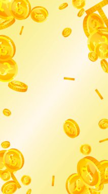 British pound coins falling. Scattered gold GBP coins.  United Kingdom money. Great business success concept. Vector illustration.