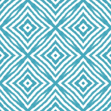 Egzotik, pürüzsüz desen. Turkuaz simetrik kaleydoskop arka planı. Yaz mayosu, egzotik, pürüzsüz tasarım. Tekstil hazır muhteşem baskı, mayo kumaş, duvar kağıdı, ambalaj..