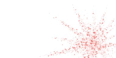 Düşen kalpler sevgililer günü kartı şablonu. Kırmızı kalpler beyaz arka plana saçılmış. Kaotik düşen kalpler vektör illüstrasyonu.