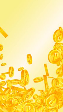 Russian ruble coins falling. Scattered gold RUB coins. Russia money. Great business success concept. Vector illustration.