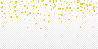 Avrupa Birliği Euro sikkeleri düşüyor. Dağınık altın sikkeler. Avrupa parası. Büyük iş başarısı konsepti. Geniş vektör illüstrasyonu.