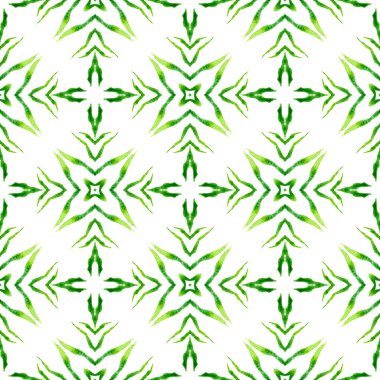 Mozaik kusursuz desen. Yeşil mükemmel boho şık yaz tasarımı. Tekstil hazır baskı, mayo kumaş, duvar kağıdı, ambalaj. El çizimi yeşil mozaik pürüzsüz sınır.