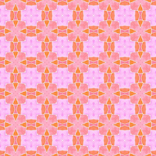 Madalyon pürüzsüz desen. Turuncu canlı boho şık yaz tasarımı. Suluboya madalyonu, kusursuz sınır. Tekstil hazır zarif baskı, mayo kumaş, duvar kağıdı, ambalaj..