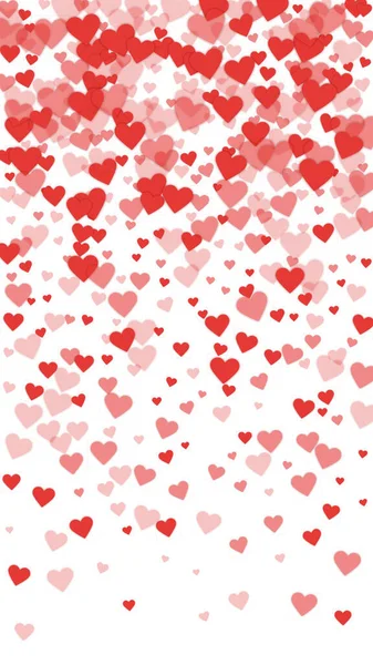 Menaburkan Templat Valentine Hati Hati Merah Tersebar Latar Belakang Putih - Stok Vektor