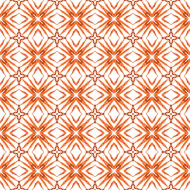 El çizimi tropikal, pürüzsüz sınır. Turuncu seçkin boho şık yaz tasarımı. Tropik, pürüzsüz desen. Tekstil hazır çekici baskı, mayo kumaş, duvar kağıdı, ambalaj..