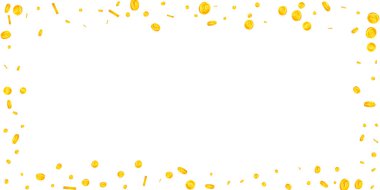 İngiliz sikkeleri düşüyor. Dağınık altın GBP paraları. İngiltere parası. Küresel finansal kriz konsepti. Geniş vektör illüstrasyonu.