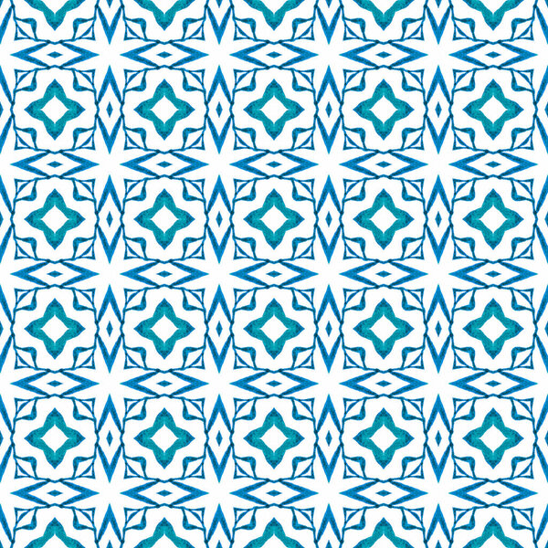 Tropical seamless pattern. Blue gorgeous boho chic summer design. Hand drawn tropical seamless border. Textile ready unique print, swimwear fabric, wallpaper, wrapping.