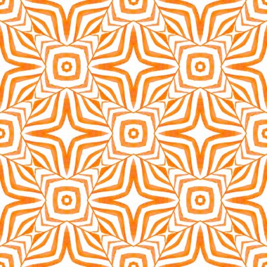 Moda organik yeşil sınır. Turuncu büyüleyici boho şık yaz tasarımı. Organik fayans. Tekstil hazır güçlü baskı, mayo kumaş, duvar kağıdı, ambalaj..