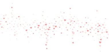 Serpiştirilmiş kalpler sevgililer günü şablonu. Kırmızı kalpler beyaz arka plana saçılmış. Kutlama serpiştirilmiş kalp vektör illüstrasyonu.