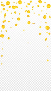 Indian rupee coins falling. Scattered gold INR coins. India money. Great business success concept. Vector illustration.