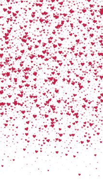 Sevgililer Günü için uçan kalpler. Kırmızı kalpler beyaz arka plana saçılmış. Güzel uçan kalpler vektör illüstrasyonu.