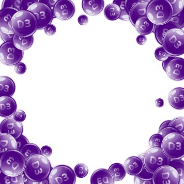 D3 vitamini yuvarlak kapsülleri. Güzellik ve beslenme cilt bakımı. Sağlık konsepti. Tıbbi ve bilimsel geçmiş. 
