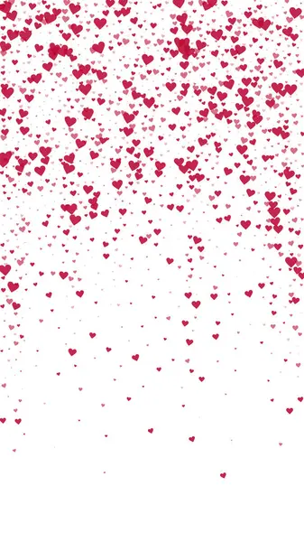Serpiştirilmiş kalpler sevgililer günü şablonu. Kırmızı kalpler beyaz arka plana saçılmış. Kutlama serpiştirilmiş kalp vektör illüstrasyonu.