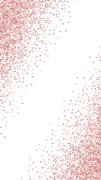 Kalp konfetisi sevgililer günü kaplaması. Kırmızı kalpler beyaz arka plana saçılmış. Joyfull Heart konfeti vektör çizimi