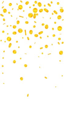 Chinese yuan coins falling. Scattered gold CNY coins. China money. Jackpot wealth or success concept. Vector illustration.