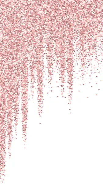 Kalp konfetisi sevgililer günü kaplaması. Kırmızı kalpler beyaz arka plana saçılmış. Joyfull Heart konfeti vektör çizimi