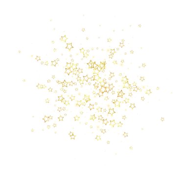 Yıldızlı gece masalı geçmişi. Şirin ışıltılı parıltılar, havada Noel ruhu. Beyaz arkaplanda şenlikli yıldız vektör çizimi.