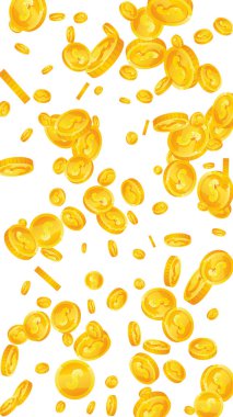 American dollar coins falling. Scattered gold USD coins. USA money. Global financial crisis concept. Vector illustration.