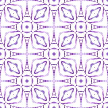 Elle boyanmış suluboya kenar. Mor muhteşem boho şık yaz tasarımı. Tekstil hazır güzel baskı, mayo kumaş, duvar kağıdı, ambalaj. Döşemeli suluboya arkaplan.