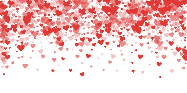 Heart Confetti Valentine Overlay Red Hearts Scattered White Background Joyfull — Stock Vector