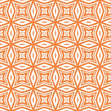 Dokulu çizgili desen. Turuncu simetrik kaleydoskop arka planı. Moda desenli şerit tasarımı. Tekstil hazır, harika baskı, mayo kumaş, duvar kağıdı, ambalaj..