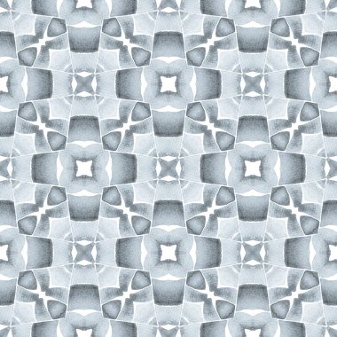 Elle boyanmış suluboya kenar. Siyah ve beyaz büyüleyici boho şık yaz tasarımı. Tekstil hazır göz kamaştırıcı baskı, mayo kumaş, duvar kağıdı, ambalaj. Döşemeli suluboya arkaplan.