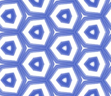Egzotik, pürüzsüz desen. İndigo simetrik kaleydoskop arka planı. Yaz mayosu, egzotik, pürüzsüz tasarım. Tekstil hazır yaratıcı baskı, mayo kumaş, duvar kağıdı, ambalaj..