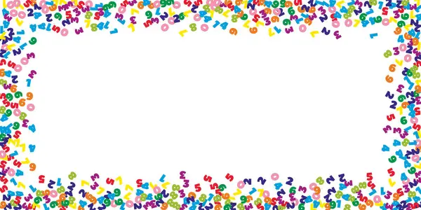 Rengarenk sayılar düşüyor. Uçan parmaklarla matematik çalışma konsepti. Beyaz arkaplandaki matematik afişine geri dönelim. Düşen numaralar illüstrasyonu.