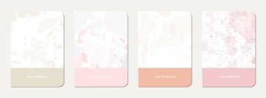 Okul günlüğü kapağı tasarımı. Doğal taşlar, granit, kuvars ve mermerden yapılmış terrazzo soyut arka plan. Venedik terrazzo doku okul günlüğü şablonu.