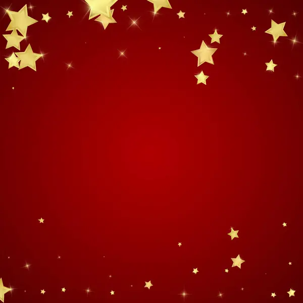 マジックスターベクトルオーバーレイ ゴールドスターはランダムに散りばめられ 浮かびました 混沌とした夢のような子供っぽいオーバーレイテンプレート 赤い背景にベクトルフェアテール — ストックベクタ