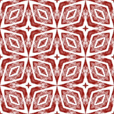 Sembol çizgileri tasarımı. Şarap kırmızısı simetrik kaleydoskop arka planı. Geometrik simge çizgileri deseni. Tekstil hazır baskı, mayo kumaş, duvar kağıdı, ambalaj..