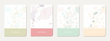 Okul günlüğü kapağı tasarımı. Doğal taşlar, granit, kuvars ve mermerden yapılmış terrazzo soyut arka plan. Venedik terrazzo doku okul günlüğü şablonu.