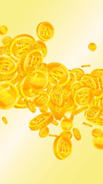 Kore bozuk paraları düştü. Dağınık altın Won paraları. Kore parası. Küresel finansal kriz konsepti. Vektör illüstrasyonu.