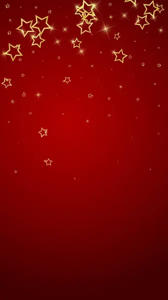 ランダムに散らばり 飛び降り 浮かび上がりました クリスマスのお祝いコンセプト お祝いの星 赤い背景のベクトルイラスト — ストックベクタ