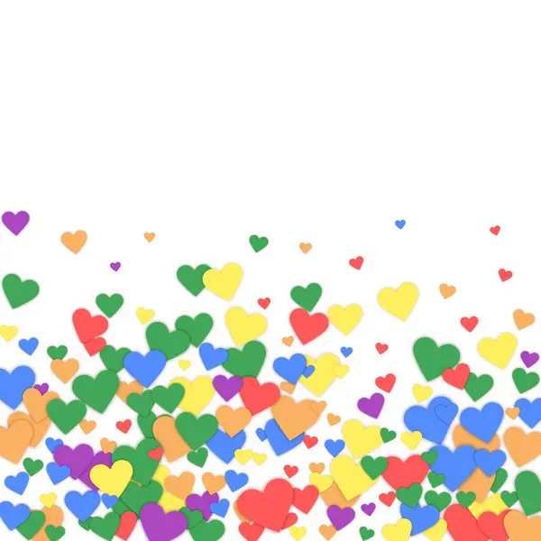Sprinkled Hearts Valentine Template Rainbow Colored Scattered Hearts Lgbt Valentine — Stock Vector