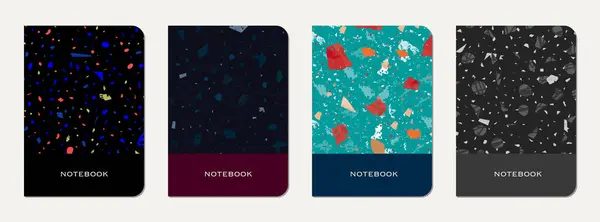 Дизайн Обложки Ноутбука Терраццо Абстрактный Фон Натуральных Камней Гранита Кварца — стоковый вектор