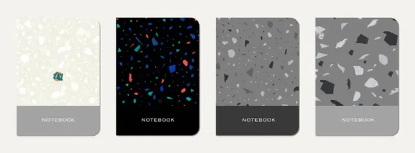 Note Book Cover Design Terrazzo Abstract Background Made Natural Stones — Stock Vector