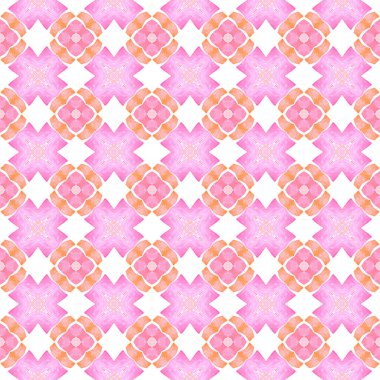 Tekrar eden mayo tasarımı. Turuncu kalın boho şık yaz tasarımı. Suluboya, kiremit sınırını tekrarlıyor. Tekstil hazır baskı, mayo kumaş, duvar kağıdı, ambalaj..