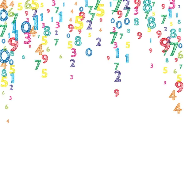 Falling Colorful Orderly Numbers Math Study Concept Flying Digits Unusual — Stock Photo, Image