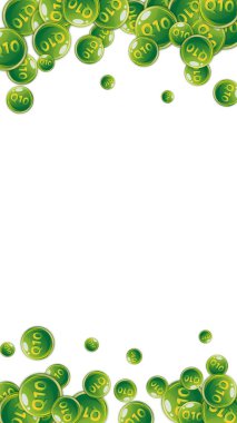 Q10 vitamini yuvarlak kapsülleri rastgele dağılmış. Güzellik ve beslenme cilt bakımı. Sağlıklı yaşam konsepti. Temel vitamin vektör illüstrasyonu. 