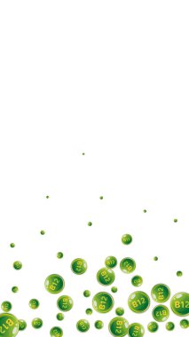 B12 vitamini pasaklı yuvarlak haplar. Güzellik ve beslenme cilt bakımı. Tıbbi ve bilimsel geçmiş. Sağlıklı yaşam konsepti.