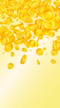 European Union Euro coins falling. Scattered gold EUR coins. Europe money. Great business success concept. Vector illustration.