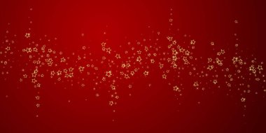 Christmas spirit. Scattered falling stars. Festive christmas confetty overlay template. Festive stars vector illustration on red background. clipart