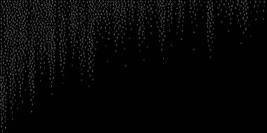 Düşen sayılar, büyük veri konsepti. İkili beyaz uçlu rakamlar. Siyah arka planda iyi bir fütürist afiş. Düşen sayılarla dijital illüstrasyon.