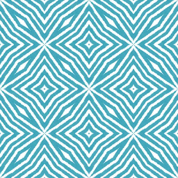 Medaillon Nahtloses Muster Türkis Symmetrischer Kaleidoskop Hintergrund Textilfertiger Symmetrischer Druck — Stockfoto