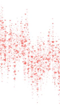 Serpiştirilmiş kalpler sevgililer günü şablonu. Kırmızı kalpler beyaz arka plana saçılmış. Kutlama serpiştirilmiş kalp vektör illüstrasyonu.